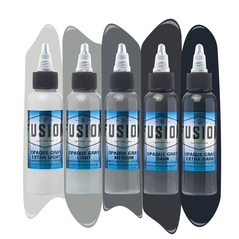 Fusion Tattoo Ink | Opaque Grey Set of 5 | Pick Size - Monster Steel