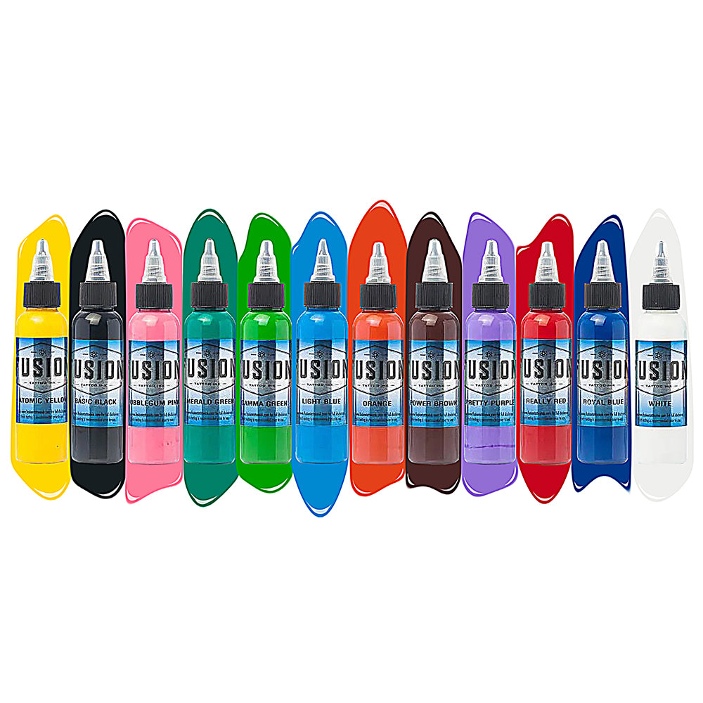 Fusion Tattoo Ink | Sample 12-Color Set | 1 oz - Monster Steel