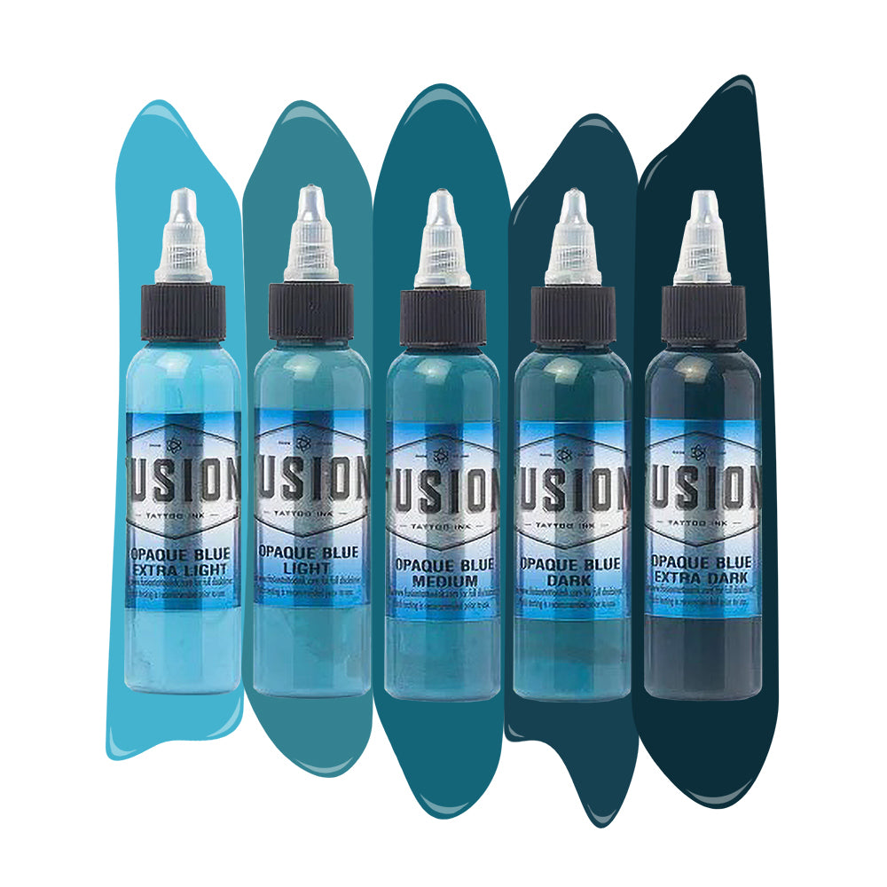 Fusion Tattoo Ink | Opaque Blue 5-Color Set | 1 oz - Monster Steel