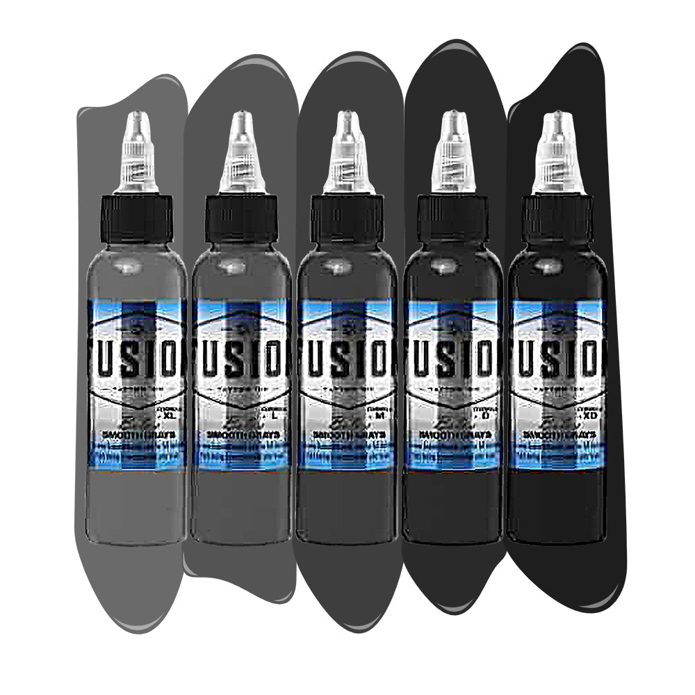 Fusion Tattoo Ink | Bolo Smooth Gray 5-Color Palette Signature Set | 1 oz - Monster Steel