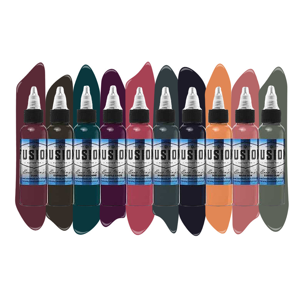 Fusion Tattoo Ink | Evan Olin 10-Color Palette Signature Set | 1 oz - Monster Steel