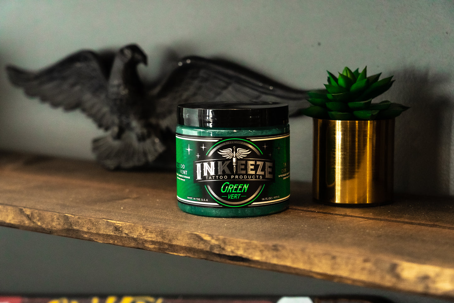 16oz Jar of Green Vert Tattooing Ointment by INK-EEZE - Monster Steel