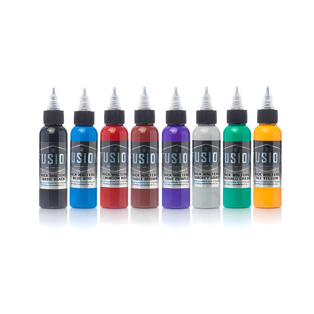 Fusion Tattoo Ink | Rick Walters 8-Color Palette Signature Set | 1 oz - Monster Steel