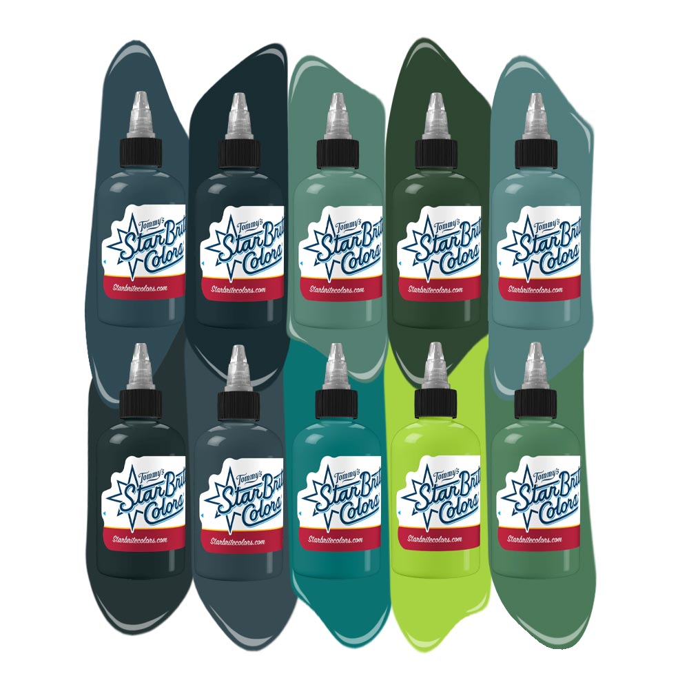 StarBrite Sterilized Tattoo Ink | Scott Marshall Subterranean Series | 1 oz 10-Bottle Set - Monster Steel