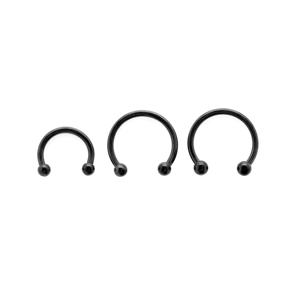 18g PVD Black Titanium Circular Barbell — Price Per 1 — Pick Diameter - Monster Steel