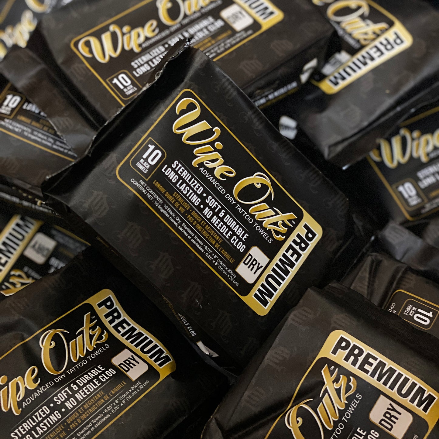 Wipe Outz™ Advanced Cleansing Tattoo Towels — Black — 10 Pack - Monster Steel