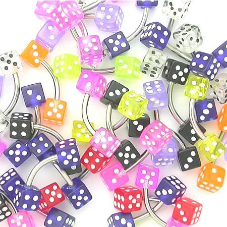 14g 7/16" Bent Barbell with Double Dice Ends - Price Per 10 - Monster Steel