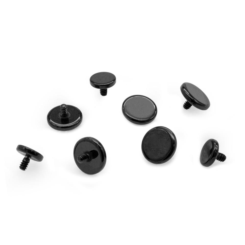 14g–12g Internally Threaded PVD Black Titanium Flat Disc Top — Price Per 1 - Monster Steel