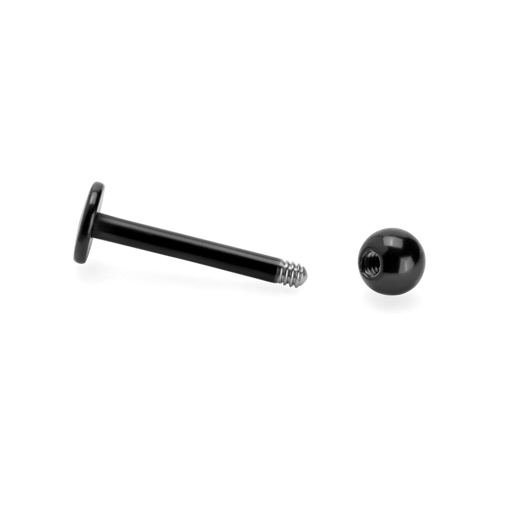 14g Externally Threaded PVD Black Titanium Labret Post w/ Ball — Price Per 1 - Monster Steel