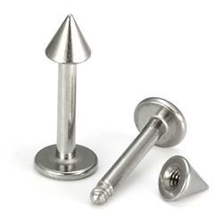 14g Cone Spike Labret Lip Body Jewelry - Monster Steel