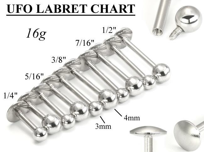 16g Internally Threaded Steel Ball Labret – UFO Rounded Back Disc - Monster Steel