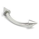 16g Micro Bent Barbell with Cones - External Threading Eyebrow-Rook-Tragus Piercings - Monster Steel