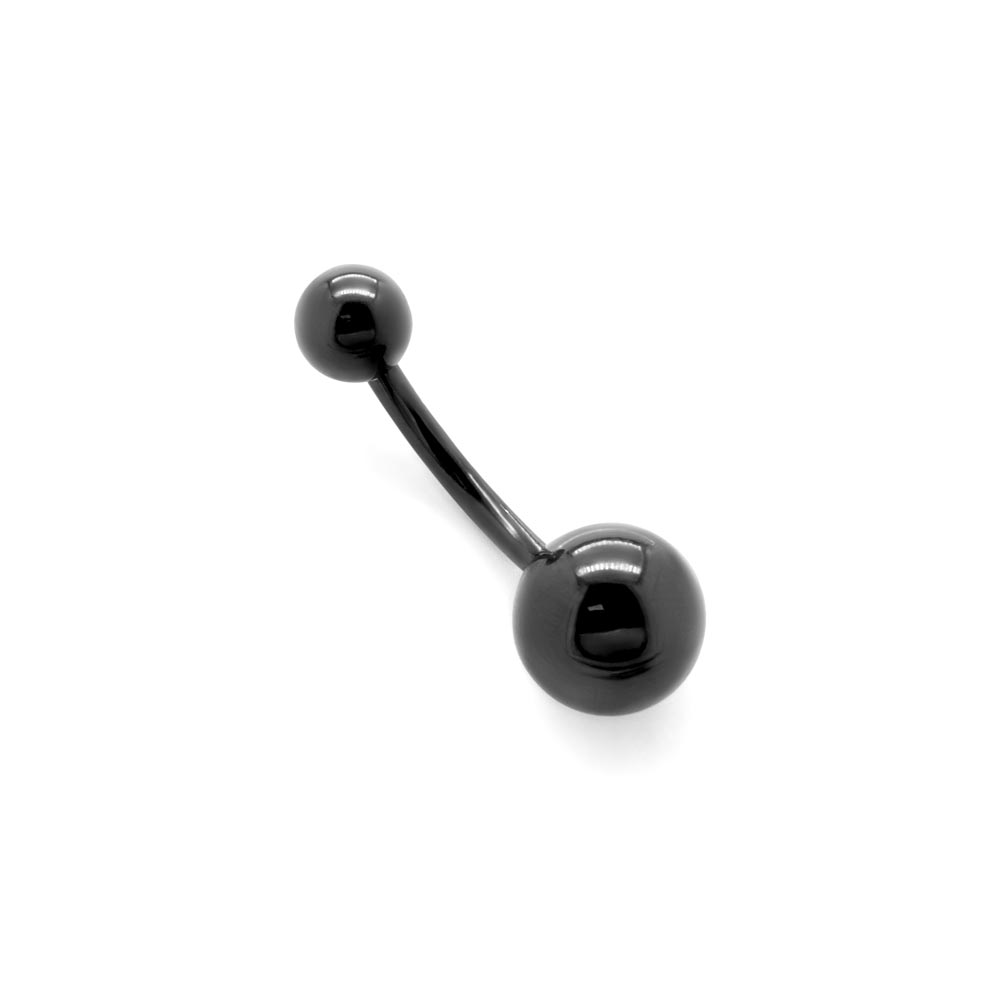 14g Externally Threaded PVD Black Titanium Navel Barbell — Price Per 1 - Monster Steel