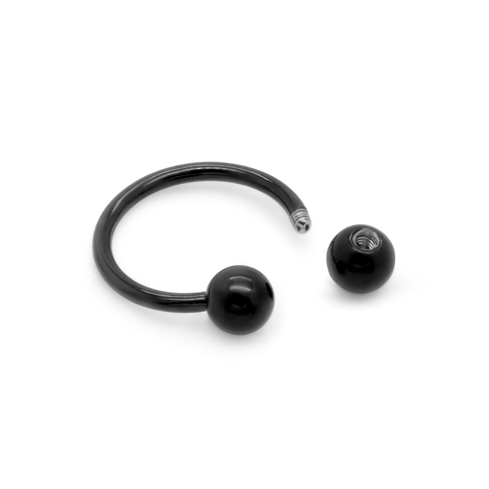 16g Externally Threaded PVD Black Titanium Circular Barbell w/ Balls — Price Per 1 - Monster Steel