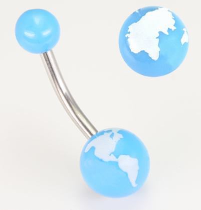 14g 7/16” Environmental Planet Earth Belly Button Ring - Monster Steel
