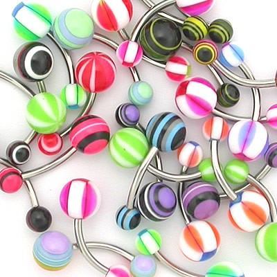 14g 7/16" Mixed Acrylic Belly Button Rings - Price Per 10 - Monster Steel