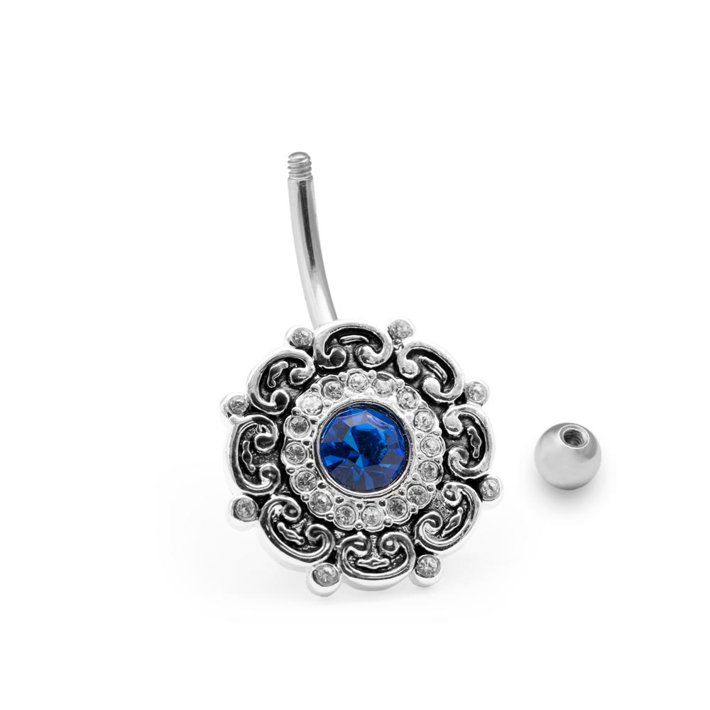 14g 7/16" Crystal Belly Button Ring Image