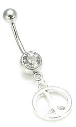 14g 7/16" Peace Sign Belly Button Ring - Monster Steel
