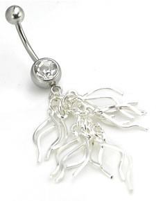 14g 7/16" Crystal Flurry Belly Button Ring - Monster Steel