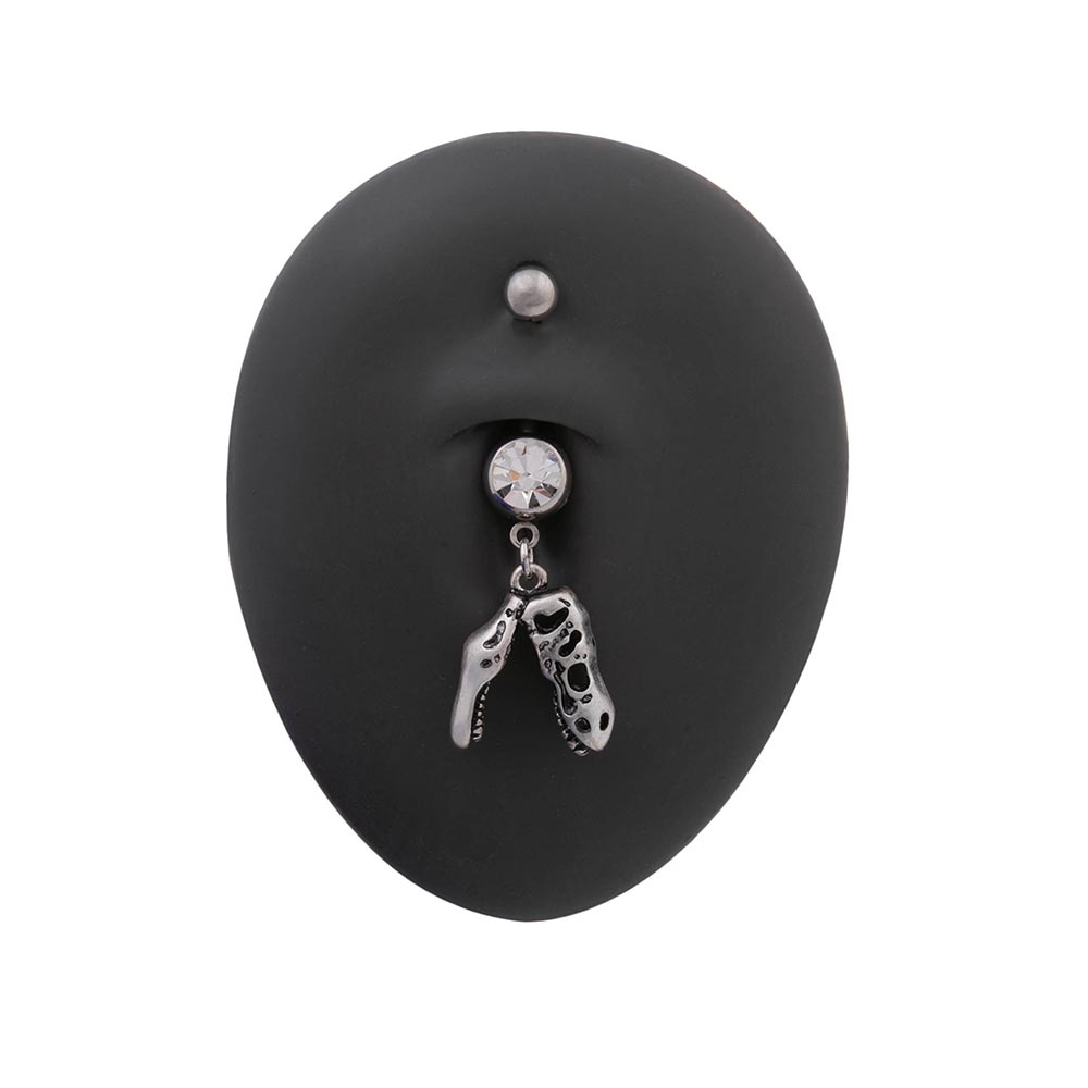 14g 3/8” T-Rex Skull Dangle Belly Button Ring (threads)