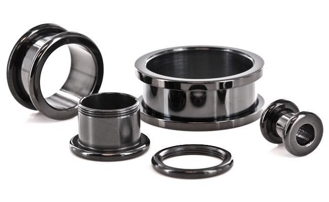 Black PVD Coated Threaded Tunnel - 10g up to 1â - Price Per 1 - Monster Steel