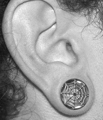 Single Flare Impression SPIDERS WEB Super High Polish Steel Ear Jewelry 00g - 1" - Price Per 1 - Monster Steel