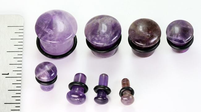 Top Hat AMETHYST STONE Plug with Black Oring - 8g - 9/16" - Price Per 1 - Monster Steel