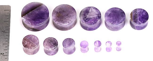 Amethyst Stone Double Flared Plug — Price Per 1 - Monster Steel
