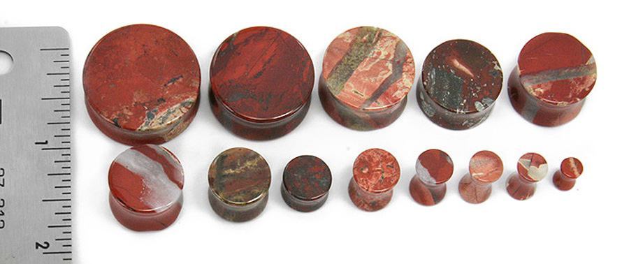 Double Flare JASPER STONE Plug - 8g - 1" - Price Per 1 - Monster Steel
