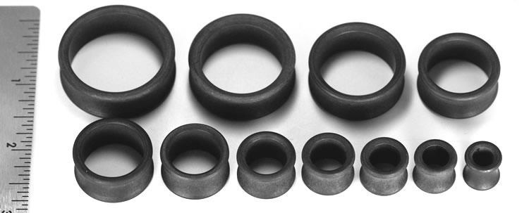NYLON Charcoal Double Flare Tunnels from 0g up to 2-7/8" - Price Per 1 - Monster Steel