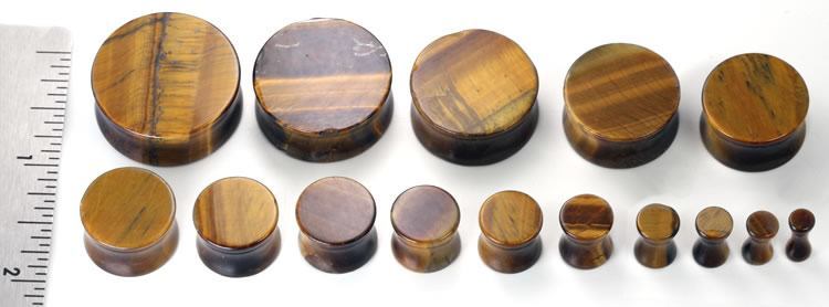Double Flared Tiger Eye Stone Plug — Price Per 1 - Monster Steel