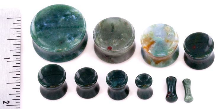 Green India Agate Stone Double Flare Plug — Price Per 1 - Monster Steel