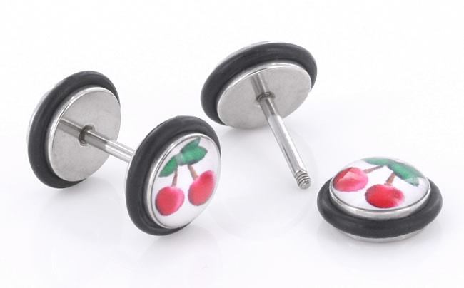 CHERRY illusion Fake Piercing Plug - Price Per 1 Fake Plug - Monster Steel