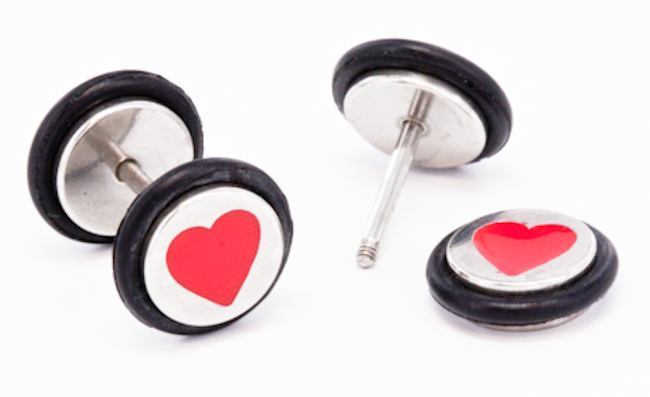 FAKE PLUG HEART Fake Piercing - Price Per 1 - Monster Steel