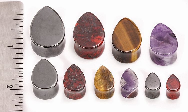 Jasper Tear Drop Stone Plug — Price Per 1 - Monster Steel