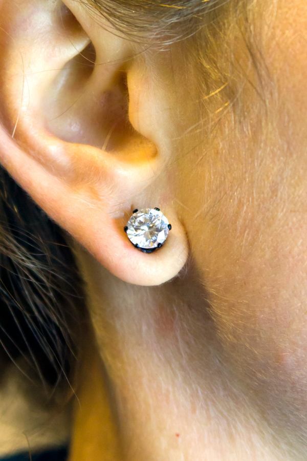 16g Prong Set 8mm Jewel Threaded Stud Earring — Price Per 1 - Monster Steel