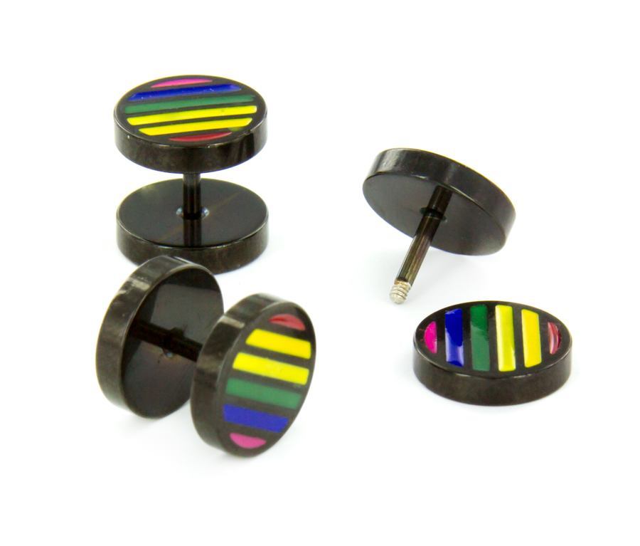 RAINBOW FAKE PLUG Fake Piercing - Price Per 1 - Monster Steel