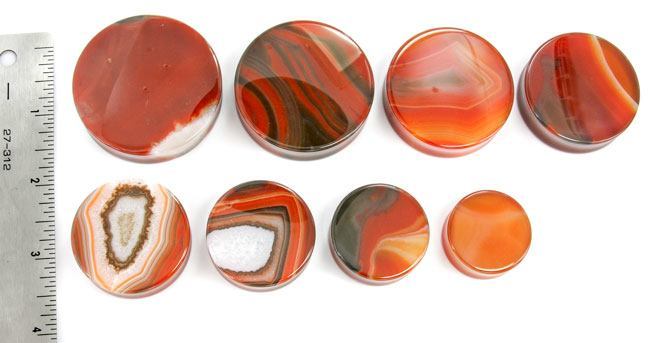 Red Agate Stone Plug — Price Per 1 - Monster Steel