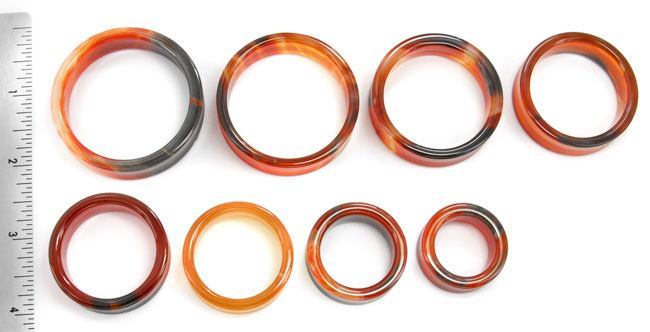 Red Agate Stone Double Flared Hollow Plug — Price Per 1 - Monster Steel