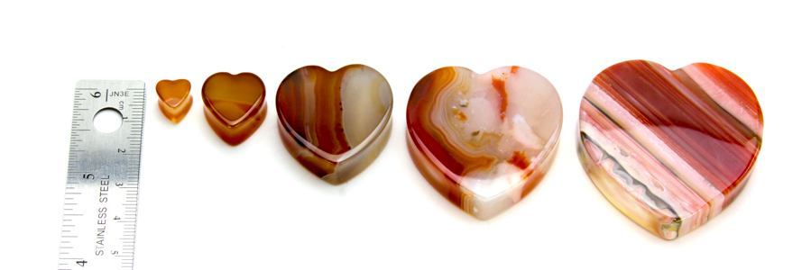 Red Agate Stone Double Flared Heart Plug — Price Per 1 - Monster Steel