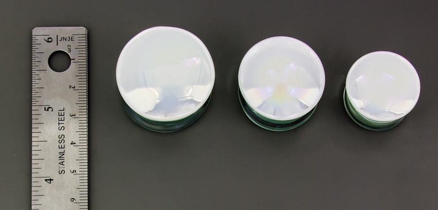PEARL WHITE Front Glass Double Flare Plugs - Price Per 1 - Monster Steel