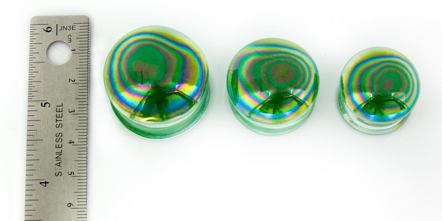 PEARL GREEN Front Glass Double Flare Plugs - Price Per 1 - Monster Steel
