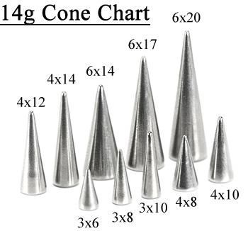 14g-8g Stainless Steel Long Spikes, Bigger Cones Replacement Ends - Price Per 1 - Monster Steel