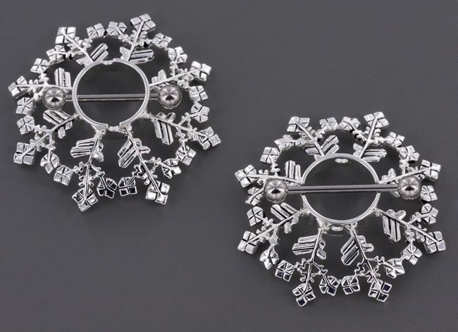 Snowflake Nipple Ring Shield - Price Per 1 - Monster Steel
