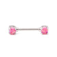 14g 9/16” Straight Barbell Nipple Ring with Opal Ends (Pink and White)