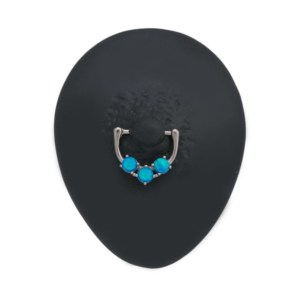 14g Stainless Steel Nipple Clicker with Trinity Opal Design