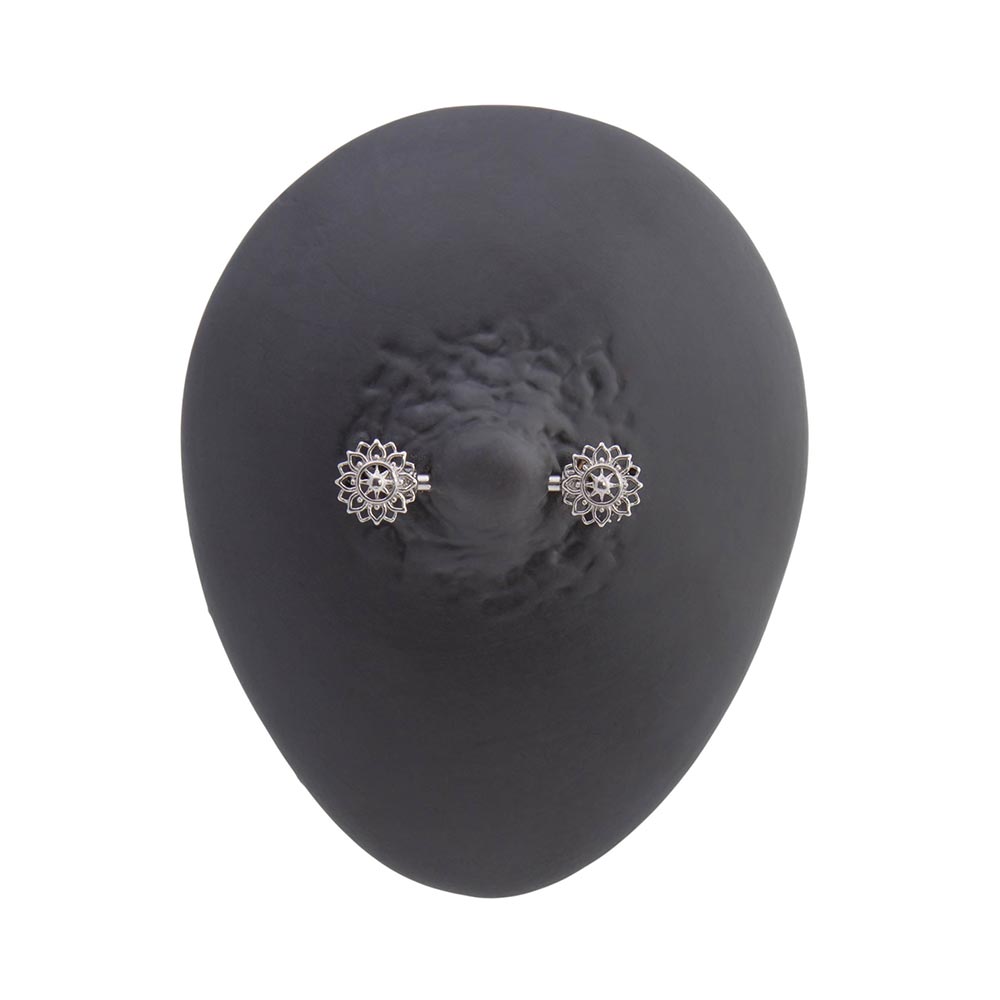 14g 9/16” Geometric Sunflower Steeel Nipple Barbell — Price Per 2 (Unscrewed)