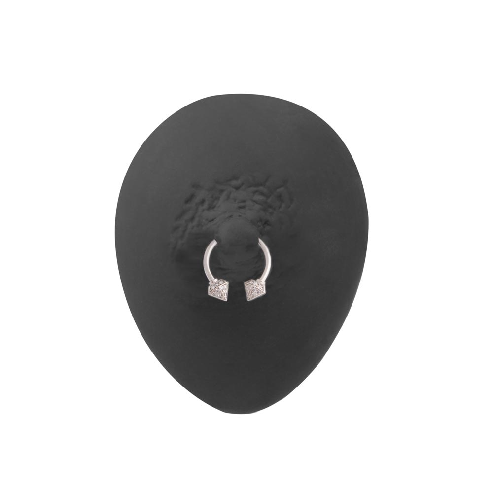 14g 1/2” 3D Diamond Externally Threaded Circular Nipple Barbell — Price Per 1 (angle)