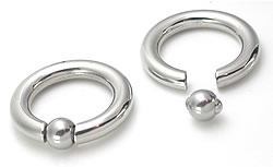 6g Stainless Steel Captive Bead Ring with Pop Fit Ball - Monster Steel
