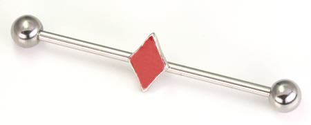 14g 1.5" Red Diamond Industrial Barbell - Monster Steel